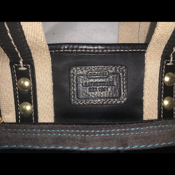 Coach Black Purse Dual Black, Tan, Turq L05M-126 - Picture 8 of 8